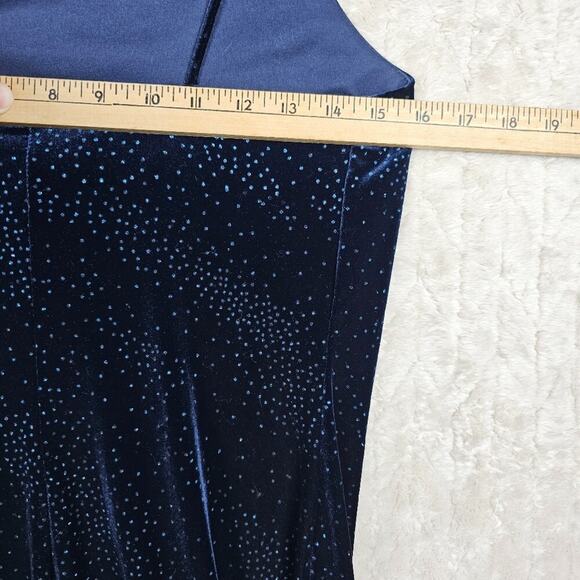 VTG 90s Be Smart Velvet Maxi Dress 12 USA Made Glitter Navy Prom Y2K Whimsigoth - Picture 8 of 9
